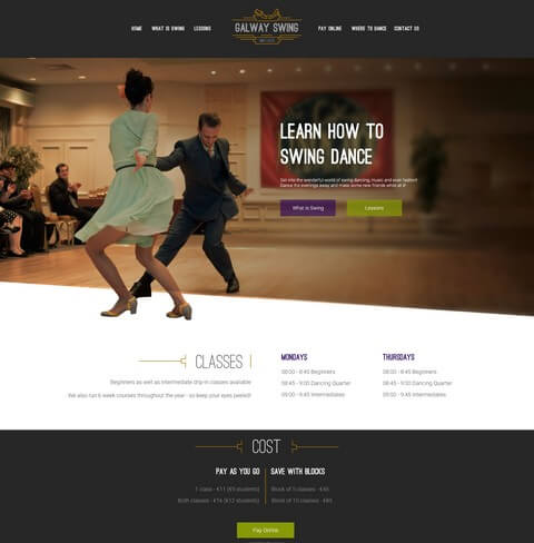 Galway Swing website concept graphic